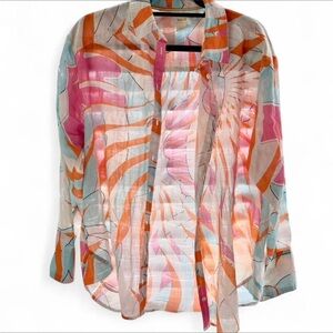 Anthropologie Maeve Sheer Blouse with Pastel Hues